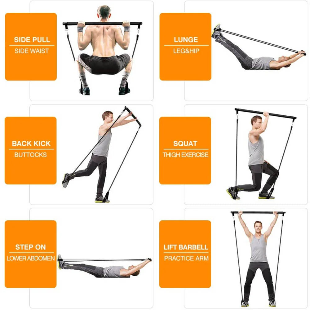 Kit de barra de Pilates con bandas apilables