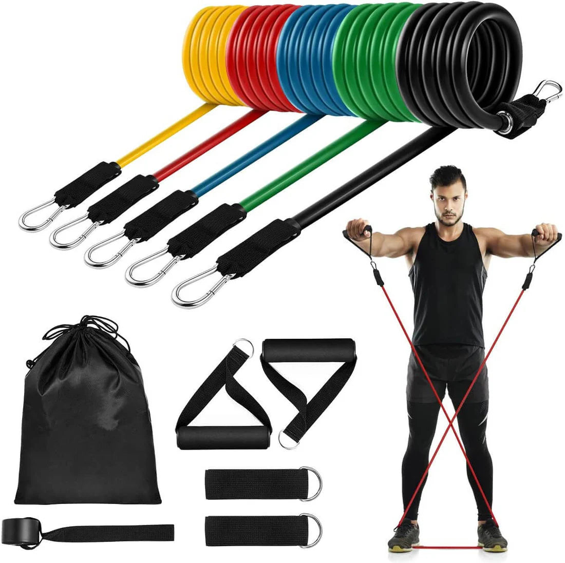 Kit de barra de Pilates con bandas apilables