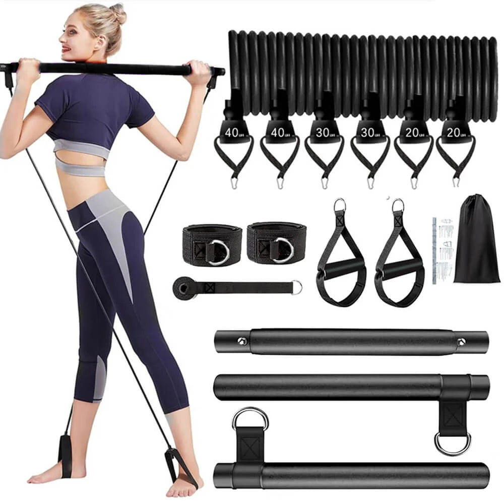 Kit de barra de Pilates con bandas apilables