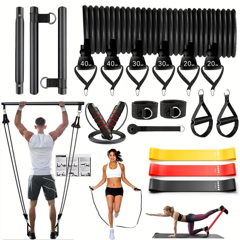 Kit de barra de Pilates con bandas apilables