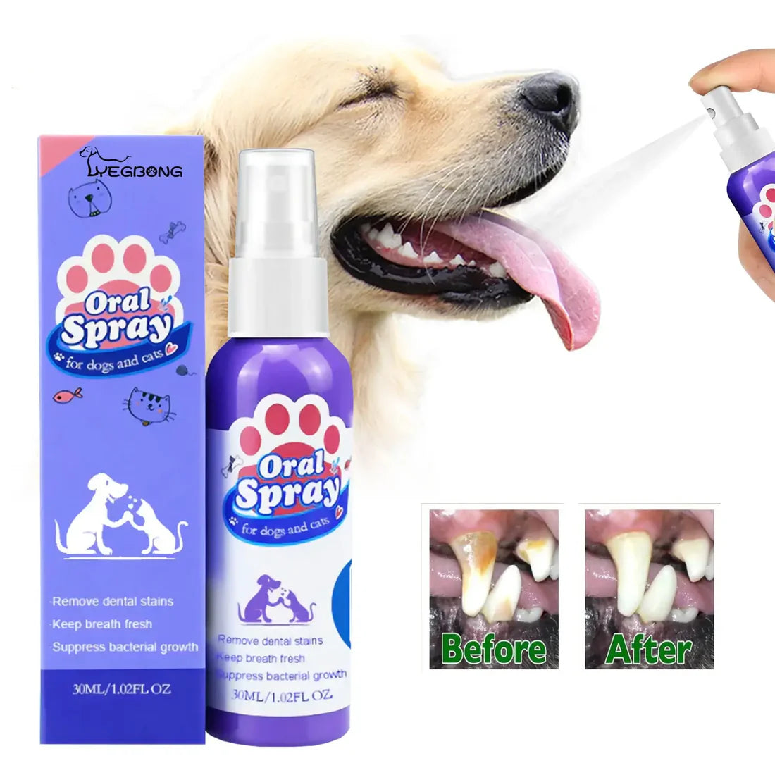 Spray para el cuidado bucal de perros y gatos